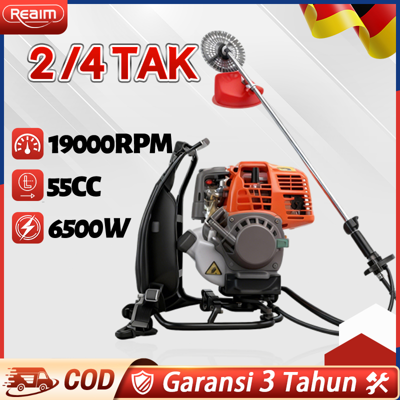 REAIM 6500W Ransel Mesin Potong Rumput Gendong  2/4Tak Arit Rumput Mesin Rumput Alat Potong Rumput