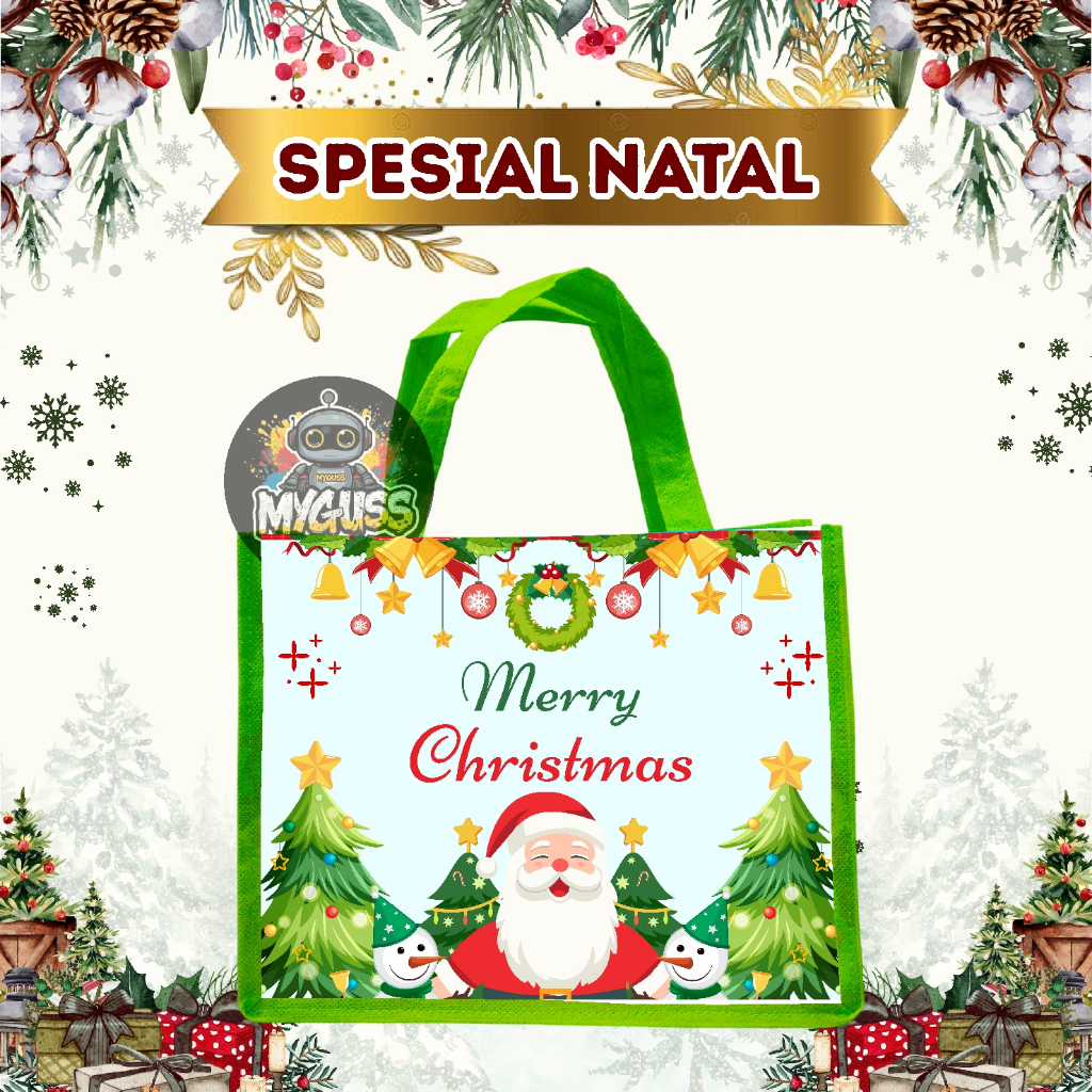Goodie Bag Tema Natal - Tas Natal - Hampers Natal - Spunbond Tebal Tema Natal