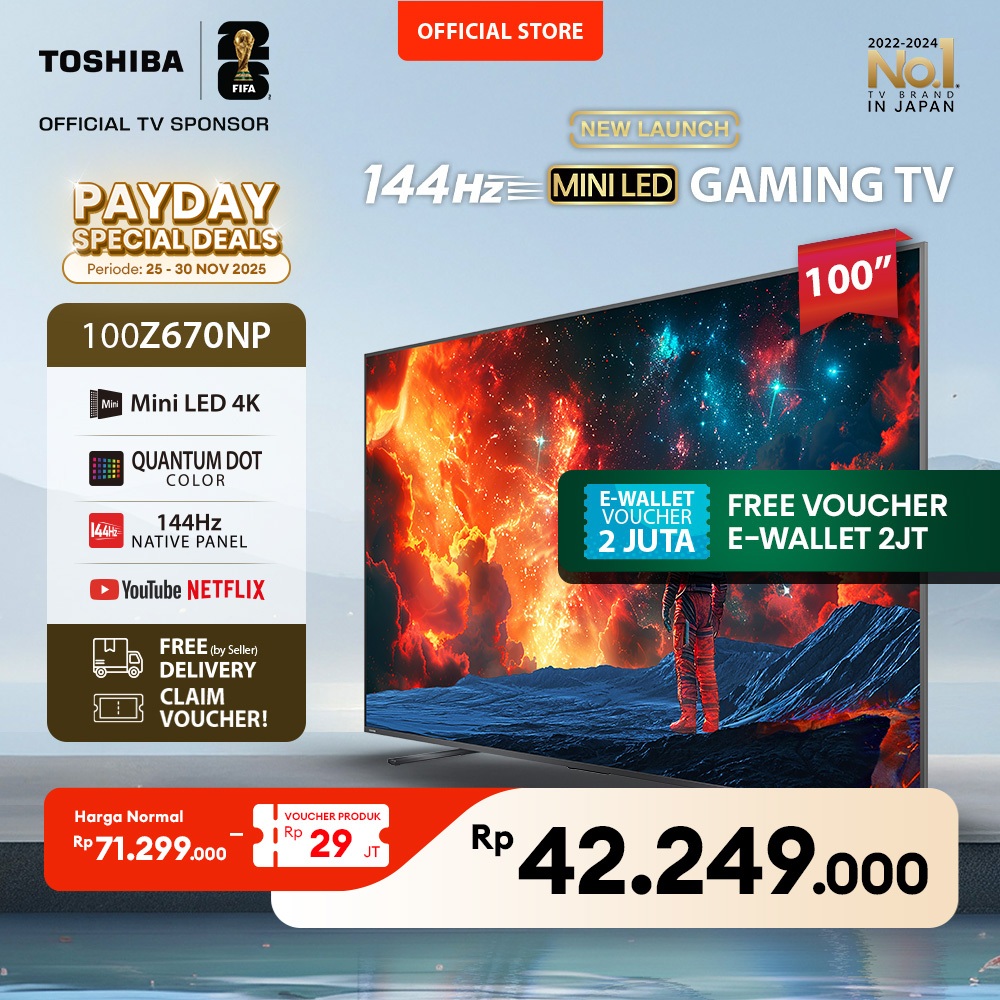 [4K Mini LED 144Hz] [FREE BRACKET] Toshiba GAMING TV 100" 144Hz 4K UHD Smart TV - Dolby Vision IQ an
