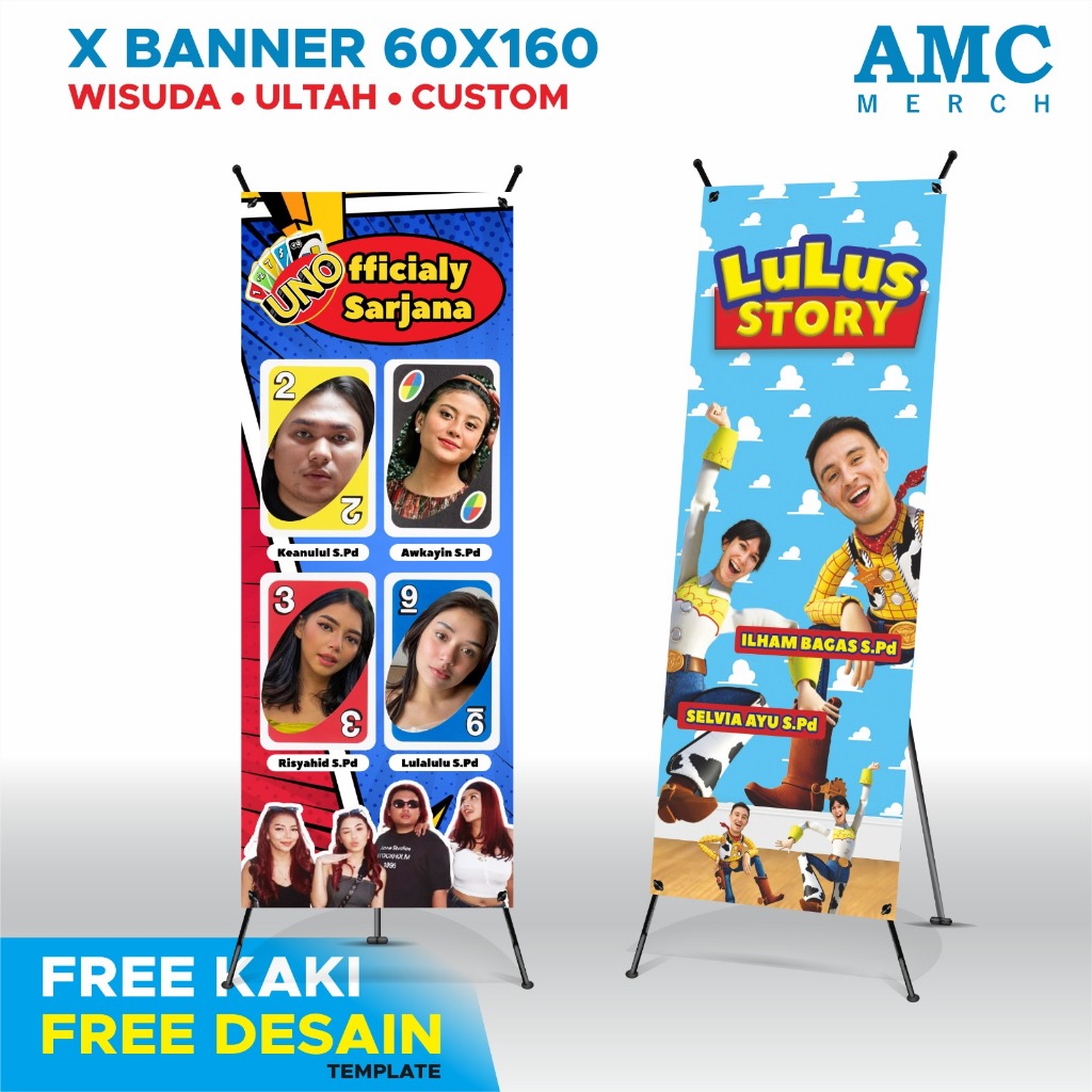 X Banner Wisuda Custom Free Rangka - Free Desain Template