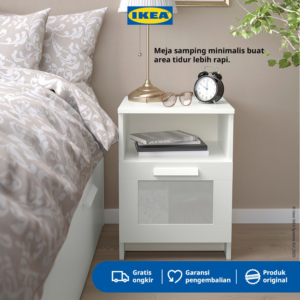 IKEA BRIMNES Meja Samping Tempat Tidur dengan Laci 39x41 cm