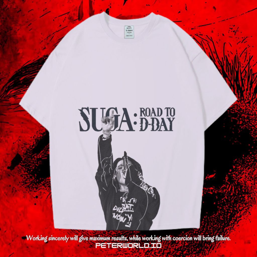 Kaos Suga Road To D-Day Oversize White Vintage Tee | Kaos Oversized | Kaos White | Oversized T shirt