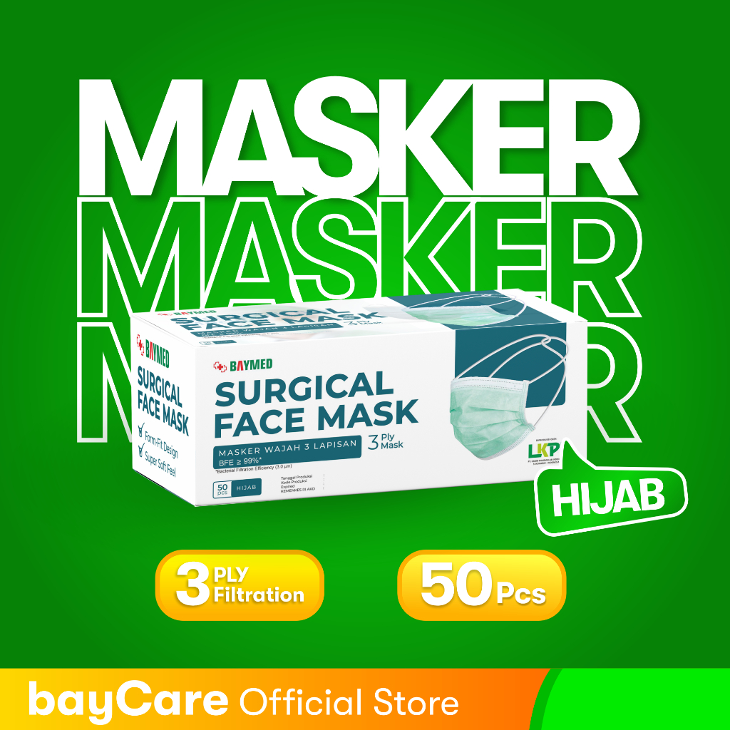 MASKER HIJAB 3 Lapis Medis BAYMED Mask Original