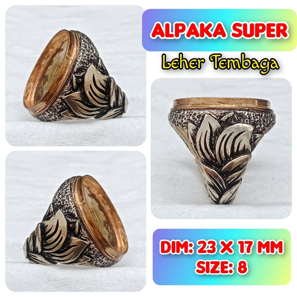 Cincin Emban Batu Akik dan Permata Alpaka Super Leher Tembaga.04