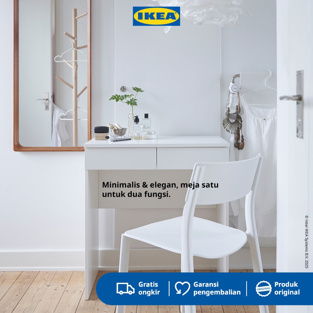 IKEA BRIMNES Meja Rias Putih dengan Cermin 70x42 cm