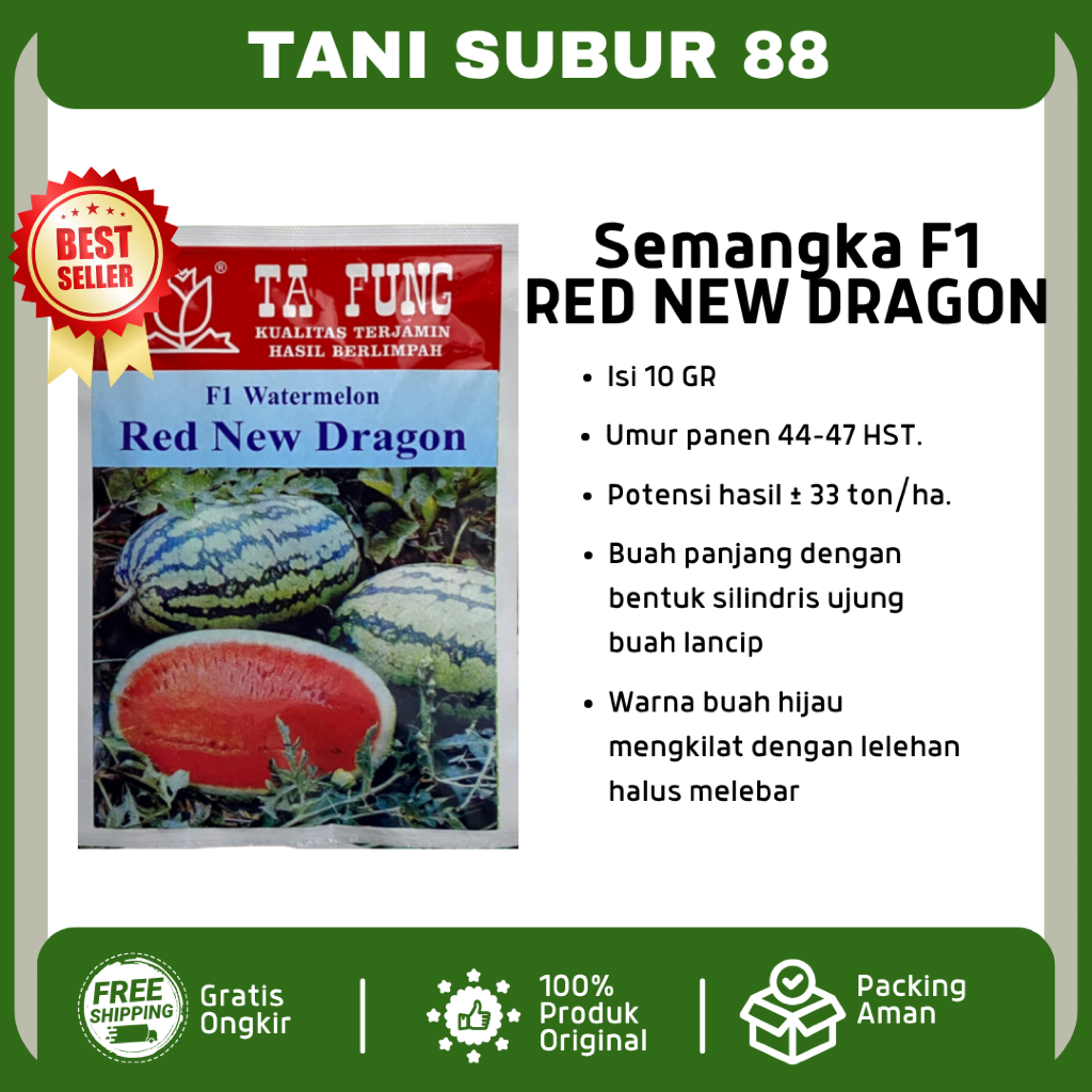 Benih Semangka Red New Dragon F1 20gr Hybrid Benih semangka RED NEW DRAGON F1 20 gram benih semangka