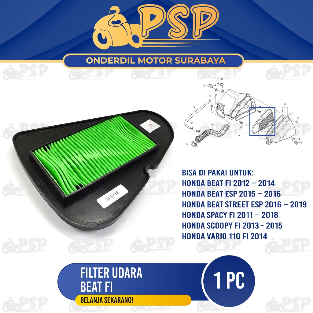 Filter Udara Beat Fi 2014 - Saringan Hawa Udara Screen Cleaner Honda Beat ESP Scoopy FI Vario 110 FI