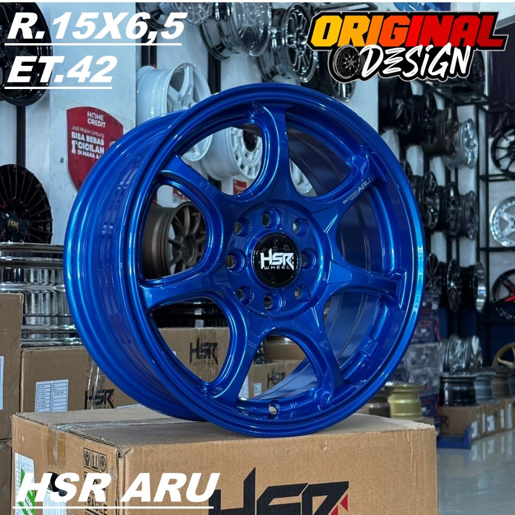 HSR ARU R15 Warna Biru/Blue Ring 15 Velg Racing Mobil AGYA BRIO AVANZA