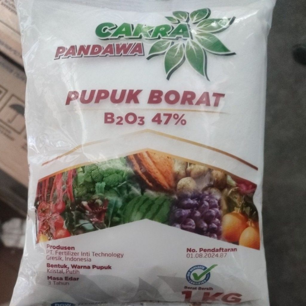 Pupuk Borat Pertanian kemasan 1 kg, original cap Cakra Pandawa DGW borat boron 47%