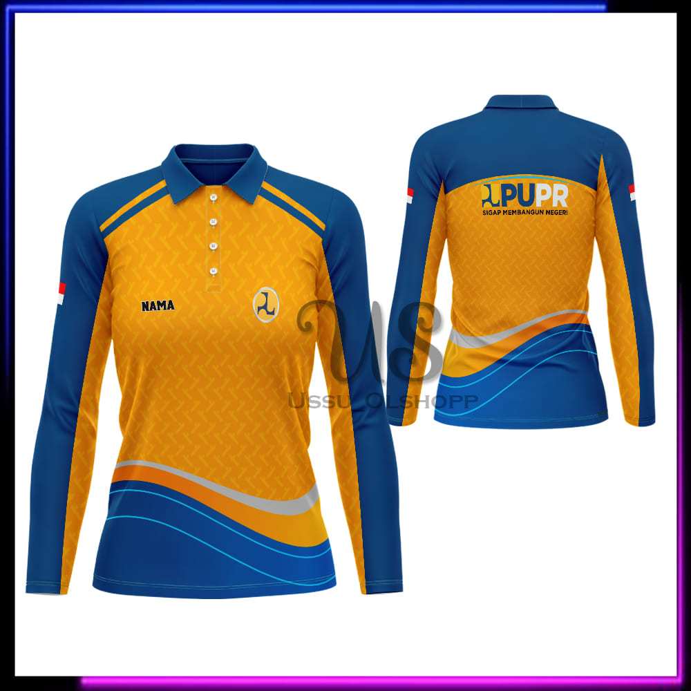 Kaos PUPR Lengan Panjang / Baju PUPR Wanita / Jersey Berkerah PUPR Pekerjaan Umum Dan Perumahan Raky