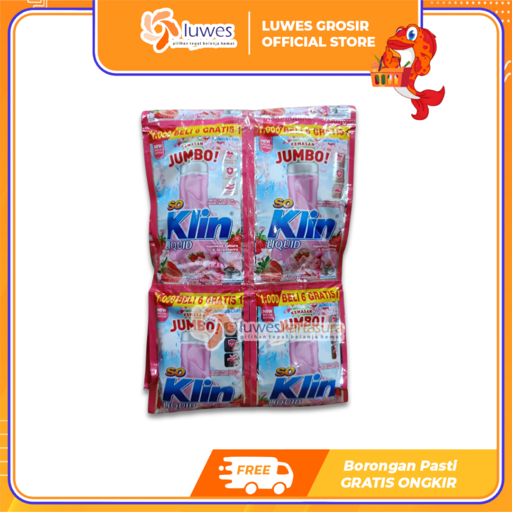 [GROSIR] Soklin Liquid Japanese Sakura & Strawberry 40ml Sachet Jumbo So Klin Cair Pink Murah