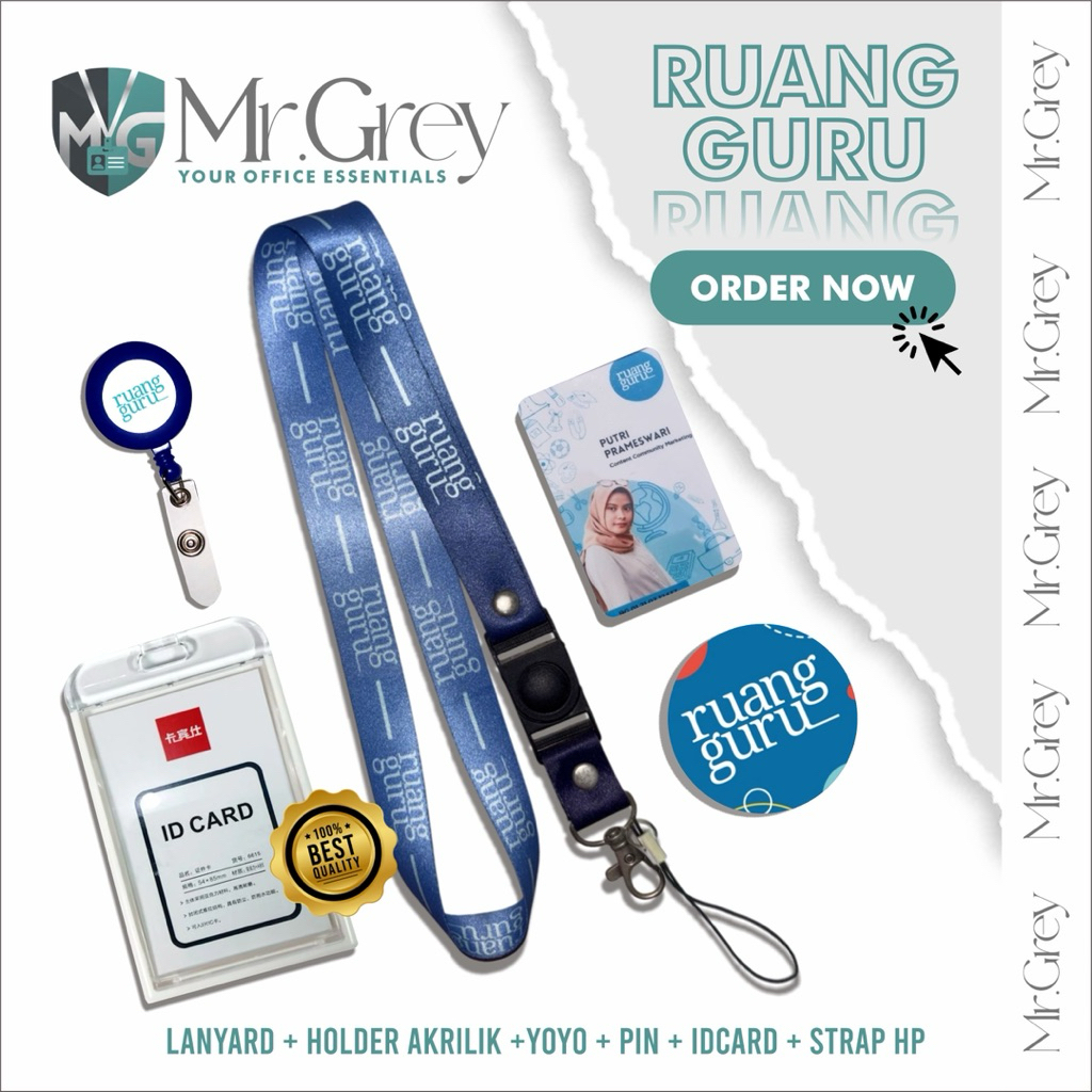 Lanyard RUANG GURU / Tali idcard RUANG GURU [Ready stock] Temurah