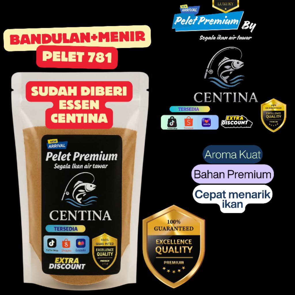 CENTINA- Bandulan Bom 781+Menir+Rebon+Essen Untuk Mancing Harian Galatama Ikan Nila dan Mas
