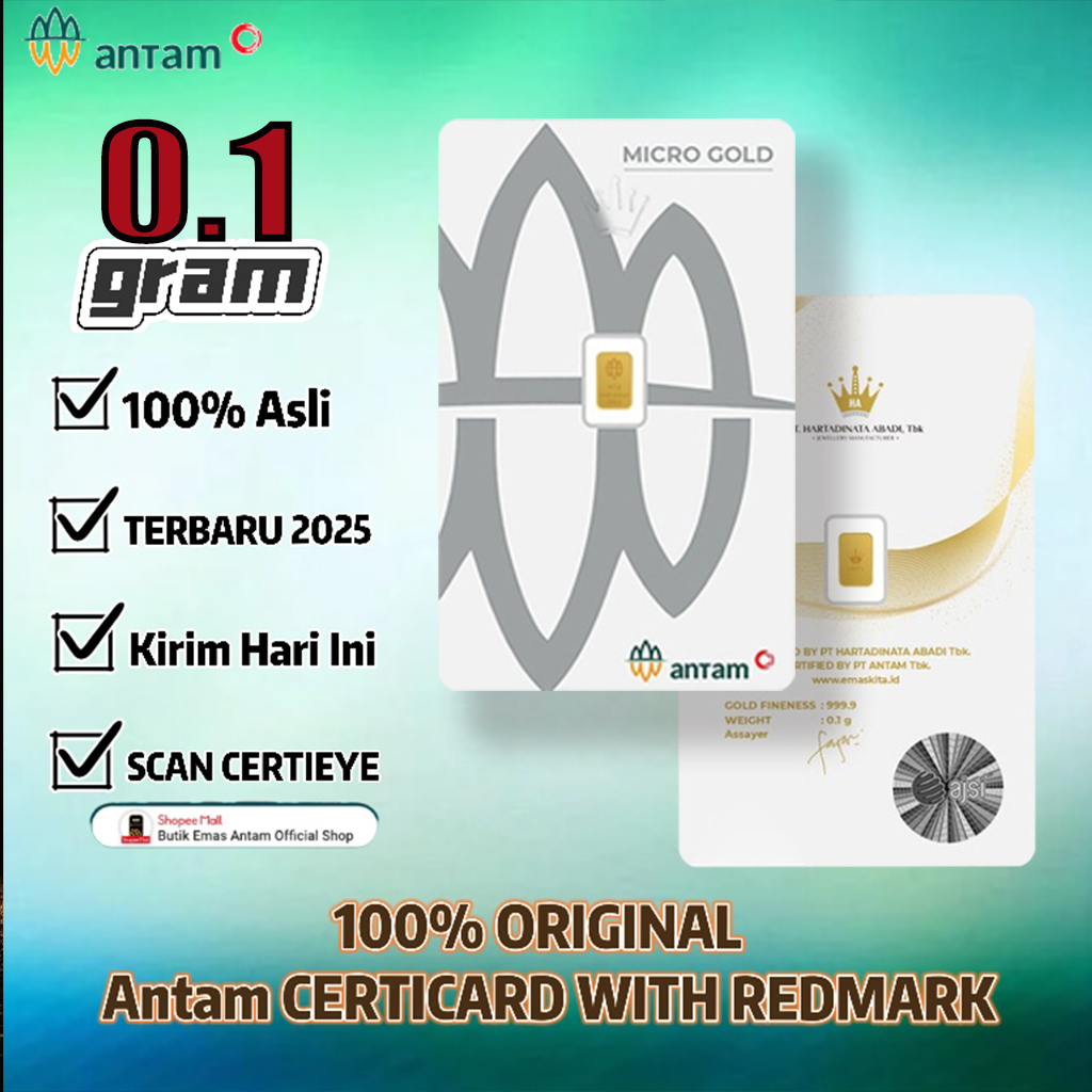 Emas Antam 0.1 gram Logam Mulia Garansi Uang Kembali Include