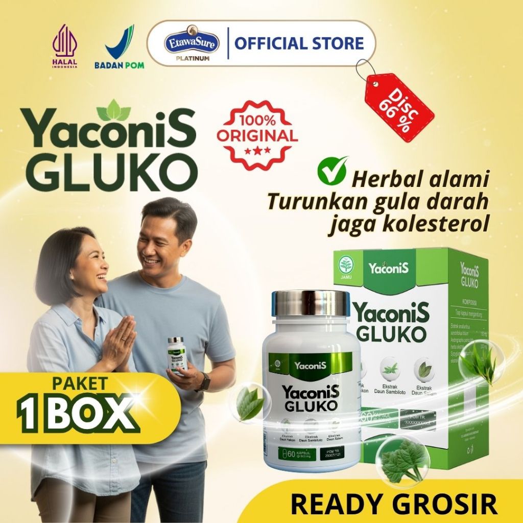 YACONIS GLUKO Herbal Diabetes Modern untuk Meningkatkan Fungsi Pankreas dan Vitalitas 1 Botol