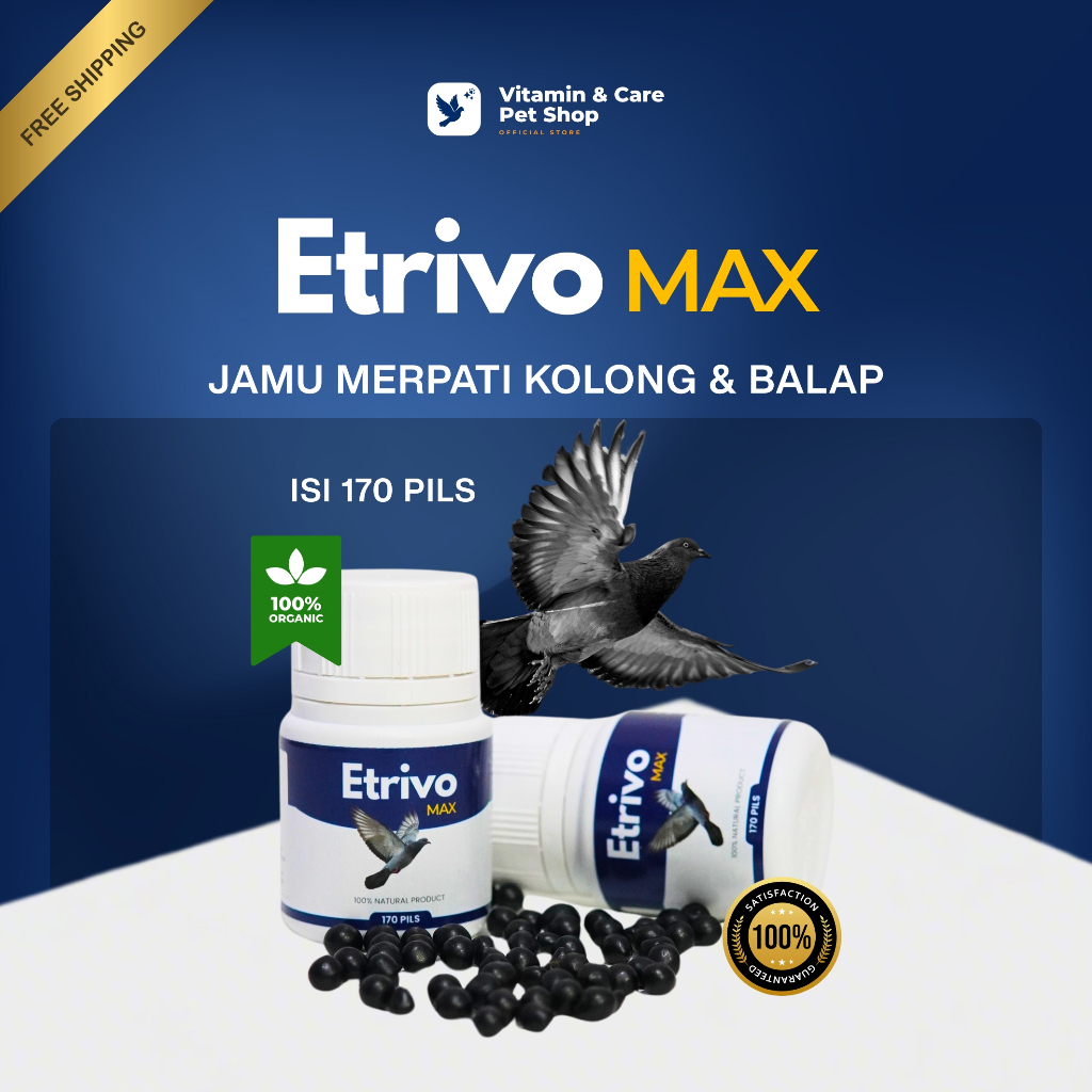 Jamu Merpati Etrivo Max | Gingseng Teki | Vitamin Herbal Merpati Kolong & Balap isi 170 Butir
