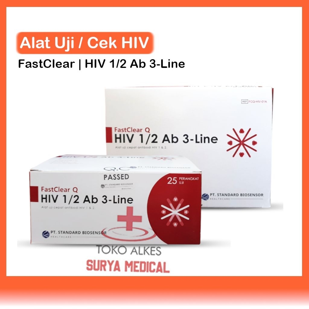 Rapid Test Alat Uji Cepat Antibodi HIV 1/2 Ab 3-Line FastClear Q Biosensor Box isi 25 Set ED 07-2027