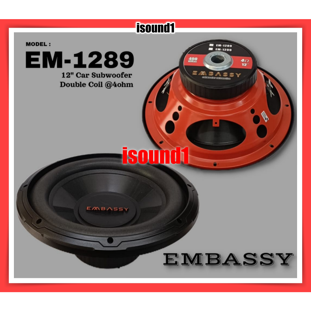 SPEAKER SUBWOOFER 12 INCH EMBASSY EM 1289 ORIGINAL