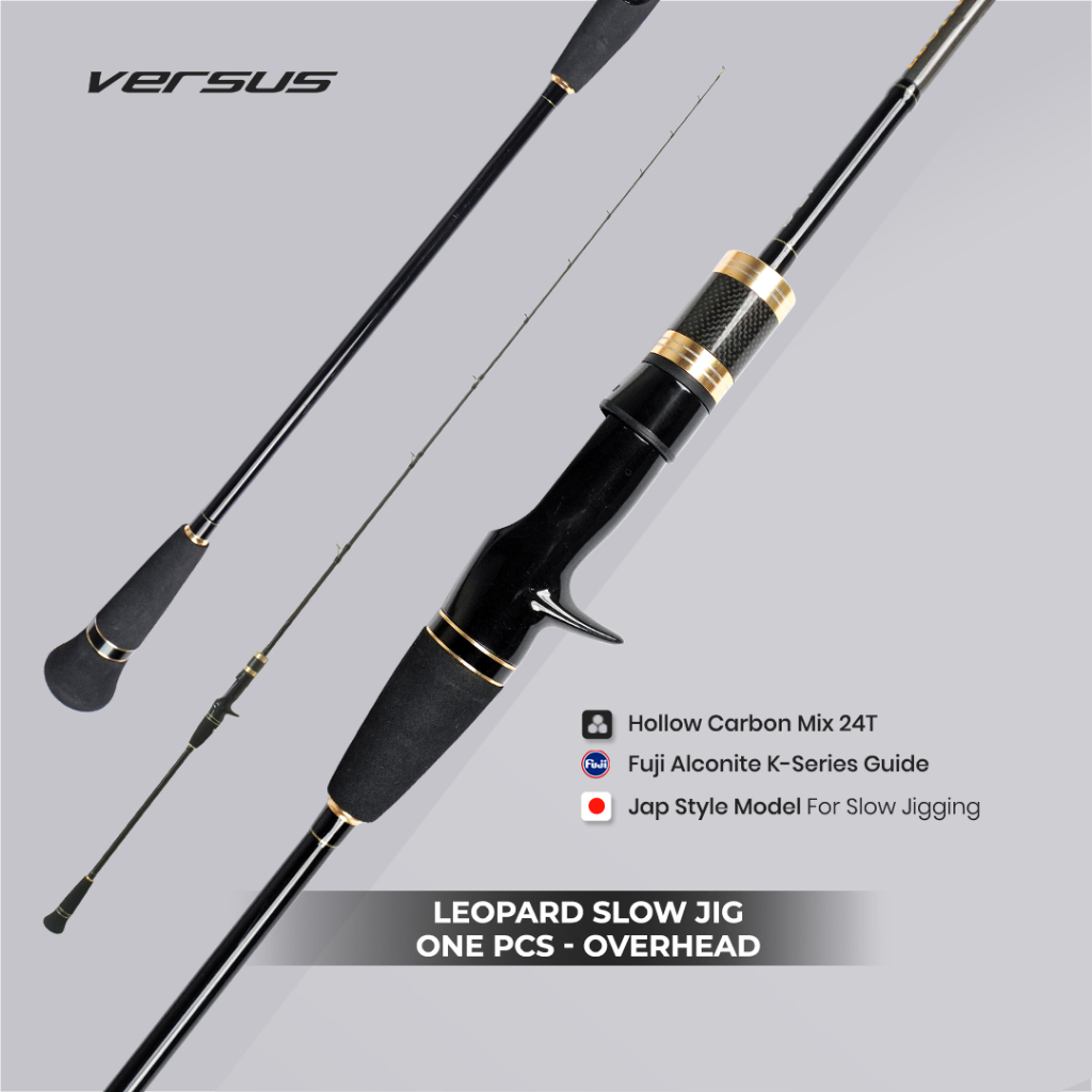 Joran Pancing VERSUS LEOPARD Slow Jigging Rod | Carbon Hollow Overhead | One Piece PE1–PE4 + Free Pa