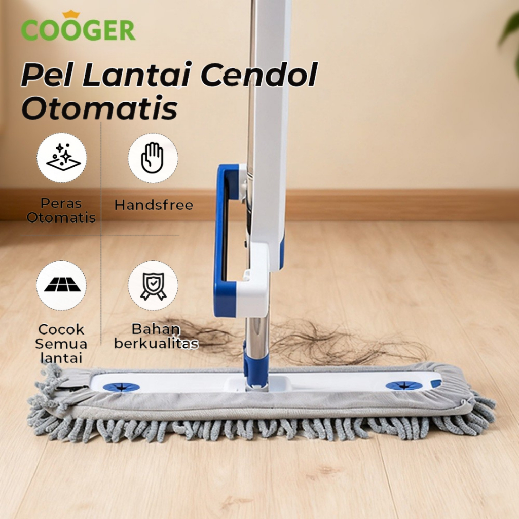 COOGER Alat Pel Cendol Kering Basah Kain Pel Otomatis Pengering Praktis Lebar 42 CM Gagang Panjang A