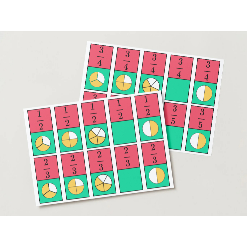 Domino Flash Card Pecahan Media Pembelajaran SD+
