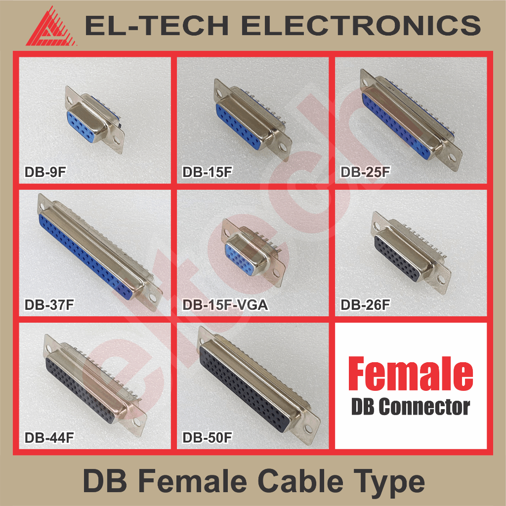 DB DSUB Cable & Cover Connector D SUB DB9 DB15 DB25 DB26 DB37 DB44 DB50 VGA 9 15 25 26 37 44 50 P Pi