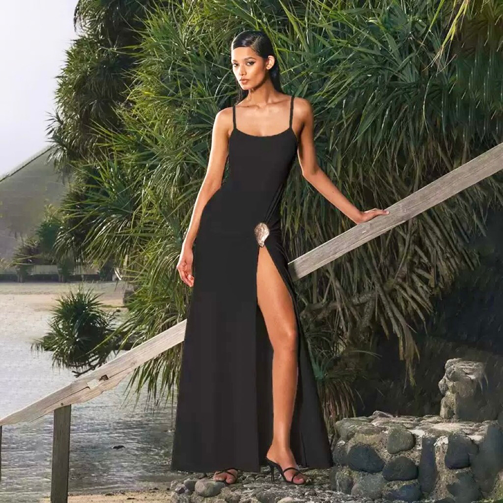 Dress Wanita Black Sexy Party Dress Wanita Impor D0796 Dress Gaun Hitam Pesta