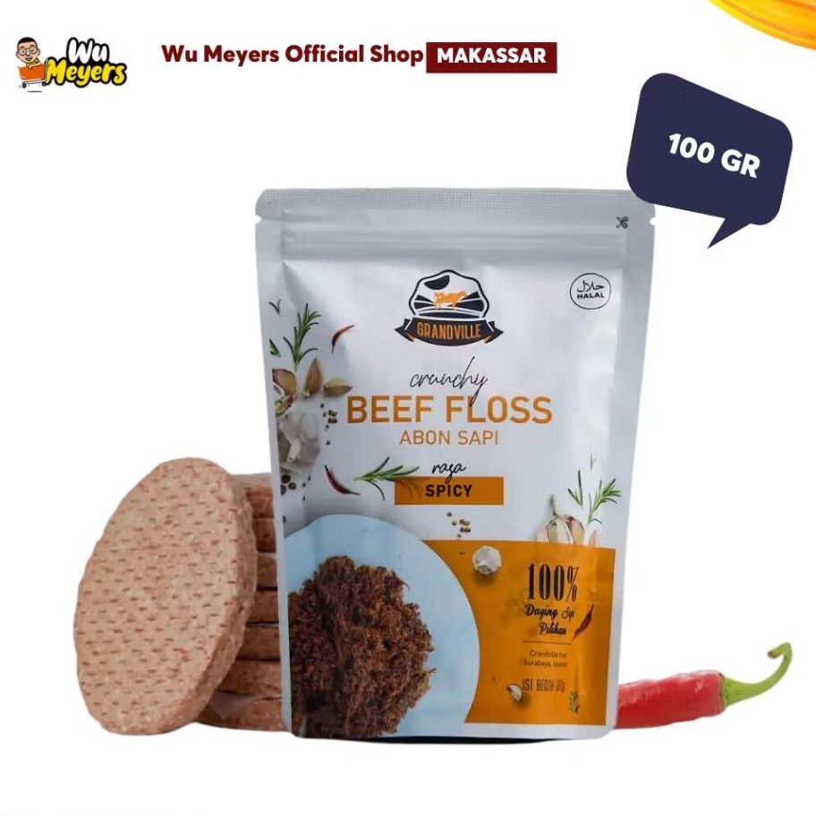Grandville Abon Sapi Spicy 100gr - Wu Meyers Makassar