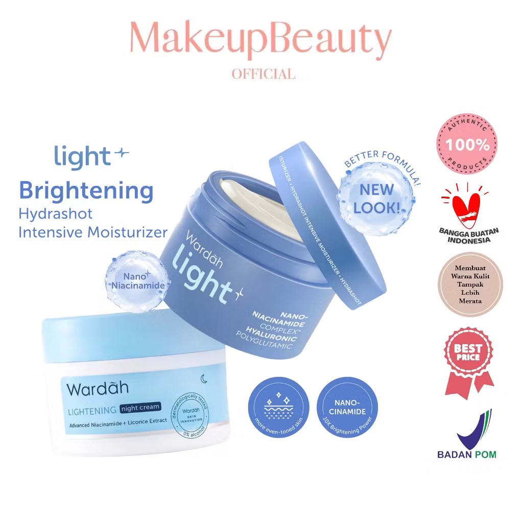 Wardah Lightening Night Cream - Krim Malam dengan Advanced Niacinamide - Menyamarkan Bekas Jerawat -