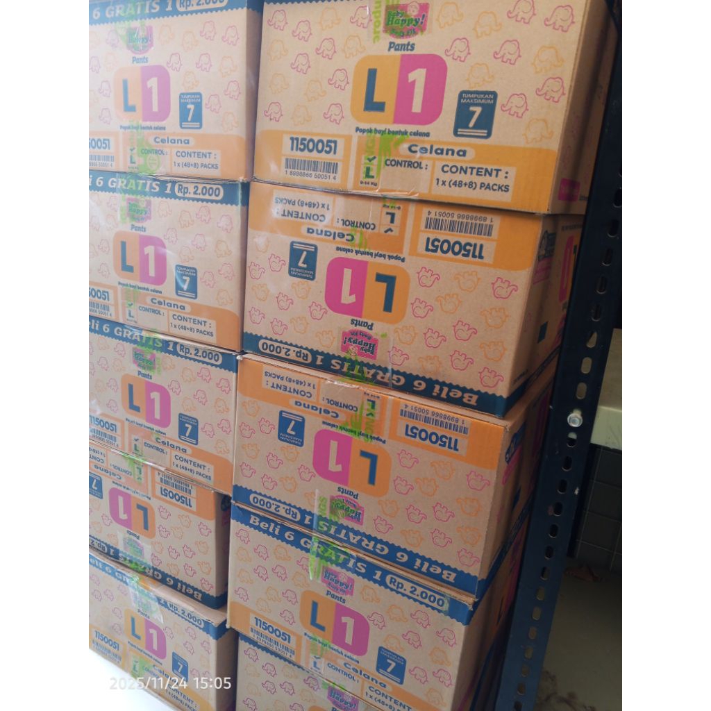 1 dus Pampers Baby Happy Renceng kemasan baru size L 1 Dus Isi 48+8 Pcs