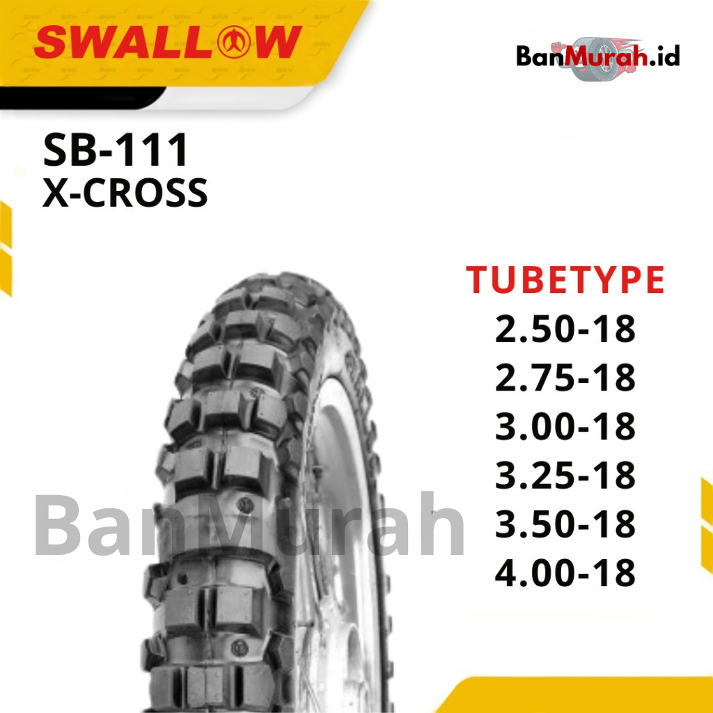 Ban Luar Sepeda Motor Swallow SB-111 X-Cross 250 275 300 325 350 400 Ring 18 Tubetype