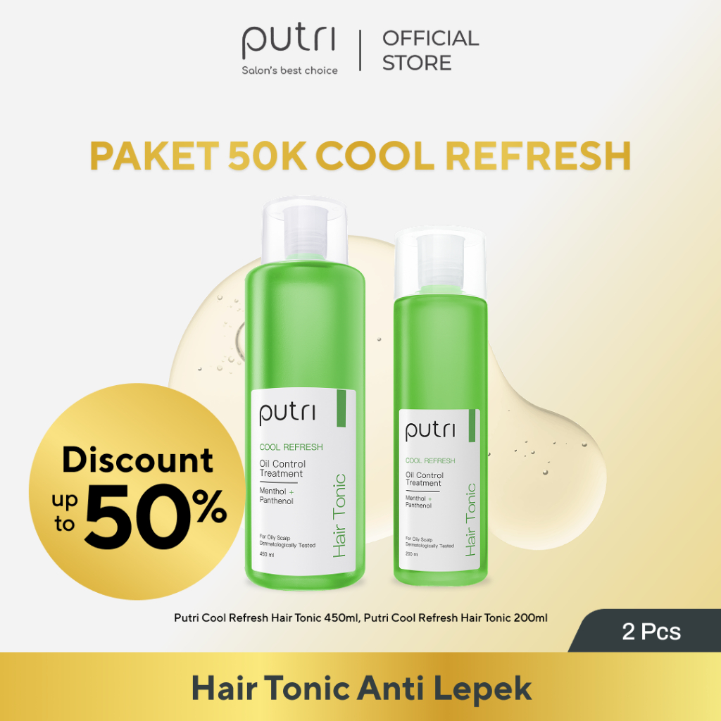HAIR TONIC ANTI LEPEK Putri Anti Lepek & Ketombe Paket 2pcs Hair Tonic 200ml + 450ml | Wangi Tahan L