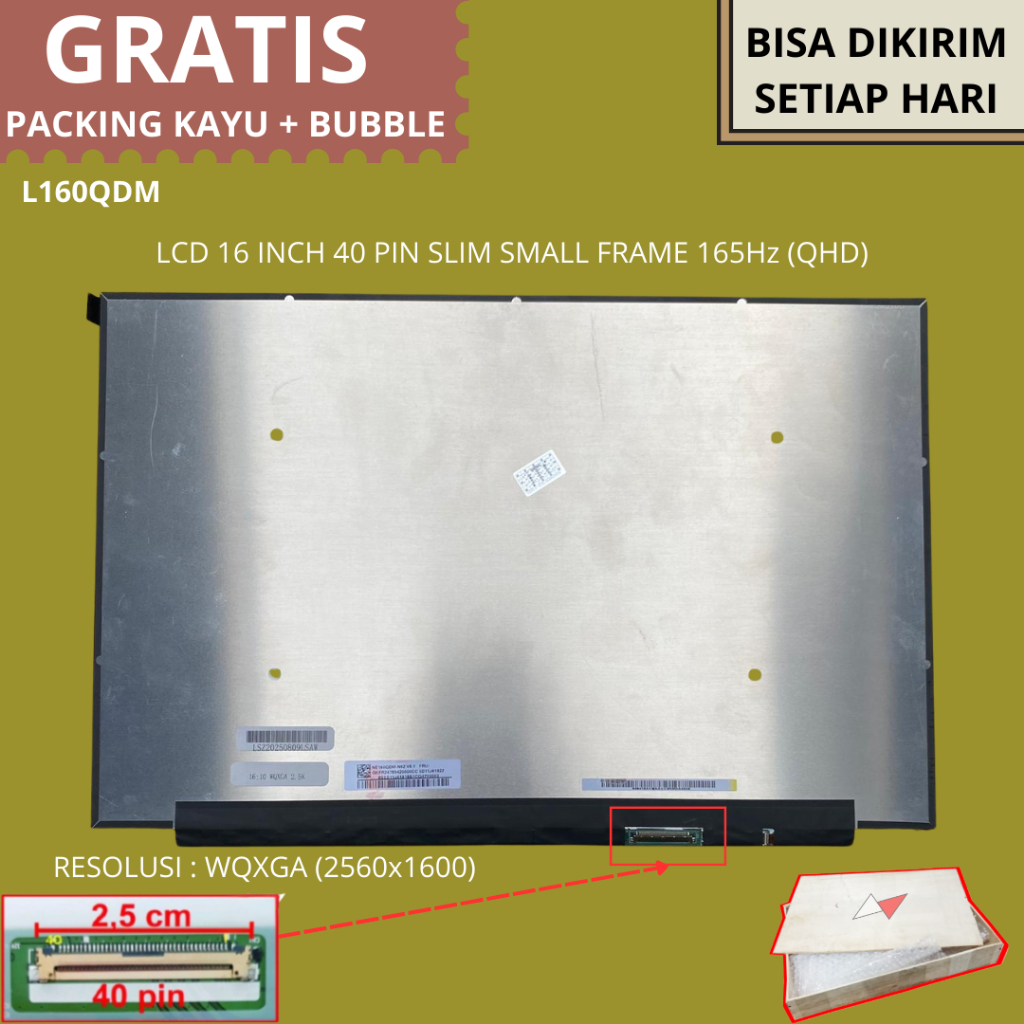 LCD LED Laptop Lenovo Ideapad 5 Pro 16.0 Inch 40 Pin QHD