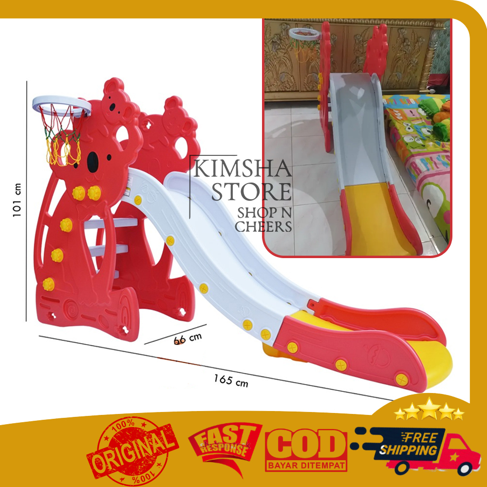 Labeille KC 529 2 in 1 Koala Slide Basketball Hoop Perosotan Playground Permainan Anak 2in1 Ring Bol
