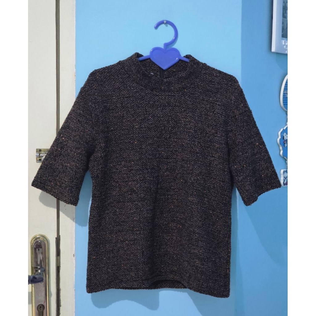 Zara Shimmery Jacquard Knit OneSet Top  & Skirt  , Size M