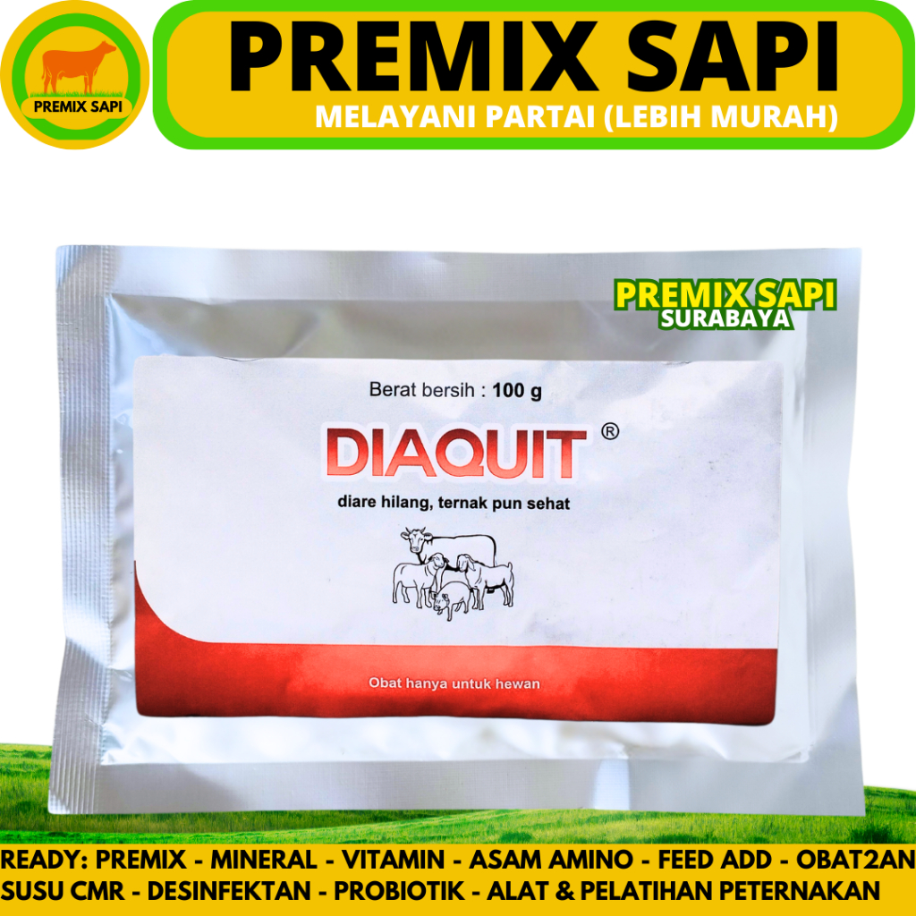 DIAQUIT MEDION 100 GRAM -  Obat Diare Hewan Sapi Babi Kambing Domba