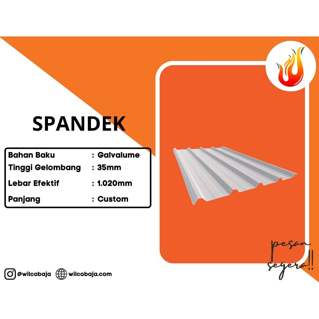 SPANDEK ATAP GALVALUME LEBAR 1 METER