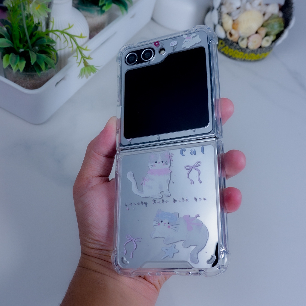 HE 306 - Case Samsung Z Flip 3 | Flip 4 | Flip 5 | Flip 6 | Flip 7 Softcase Motif Transparant / Flip