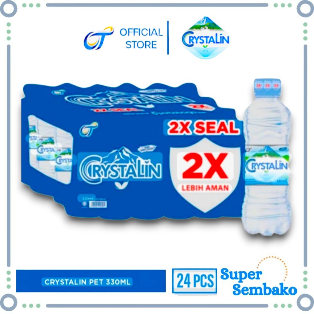 AIR MINERAL CRYSTALIN BOTOL KECIL 330ml PER DUS ISI 24 BOTOL MURAH INSTANT MAKASSAR