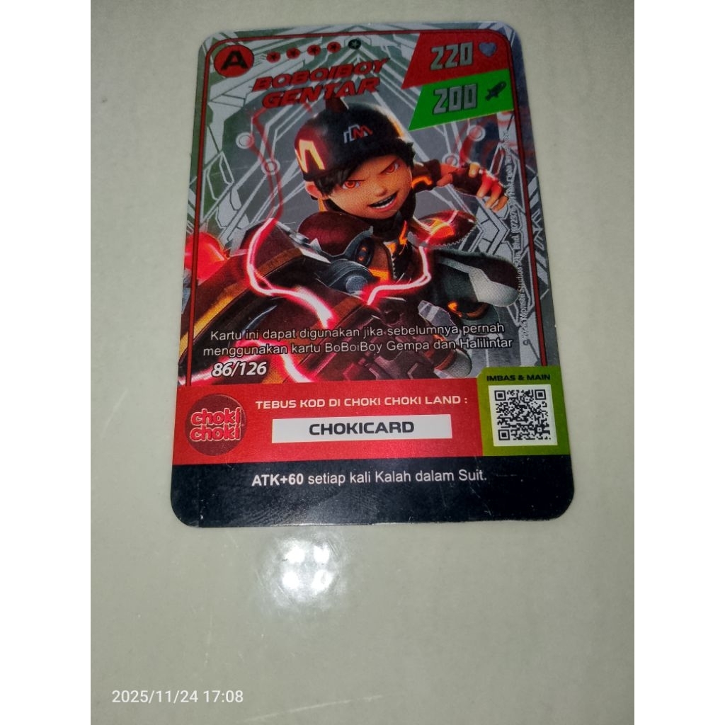 Monsta Galaxy Card, 86/126 Boboiboy Gentar