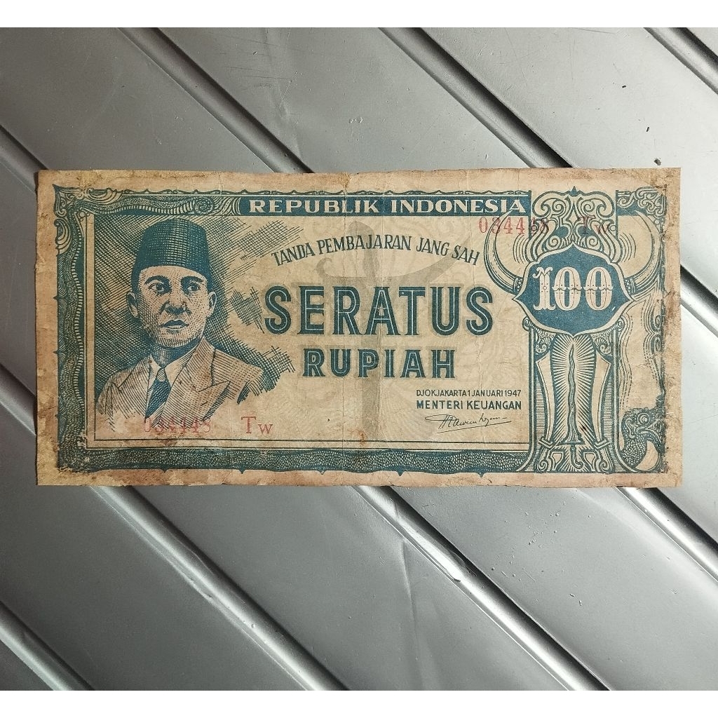 100 rupiah ORI KERIS  thn 1947 bekas beredar 100% asli Langka