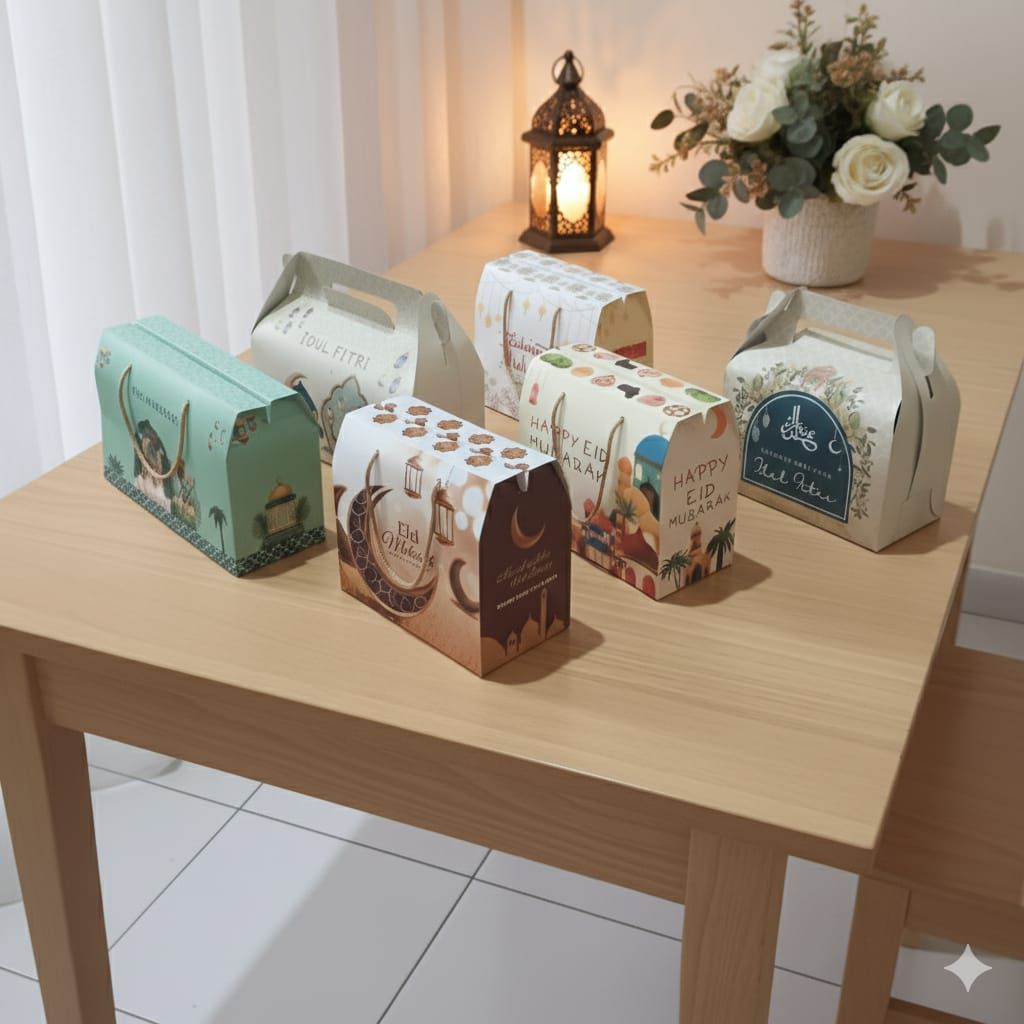 KOTAK HAMPERS LEBARAN / BOX HAMPERS IDUL FITRI / PAPER BAG LEBARAN IDUL FITRI / GABLE BOX LEBARAN / 
