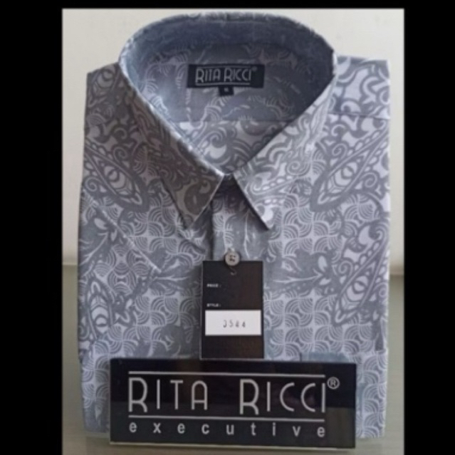 Kemeja Pria Rita Ricci Batik Reguler warna Abu - abu Artikel 3544