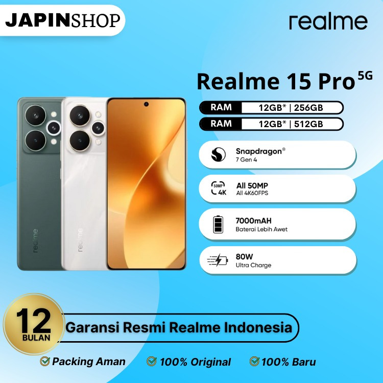 Realme 15 Pro 5G NFC Ram 12/512GB | Ram 12/256GB Garansi Resmi Realme