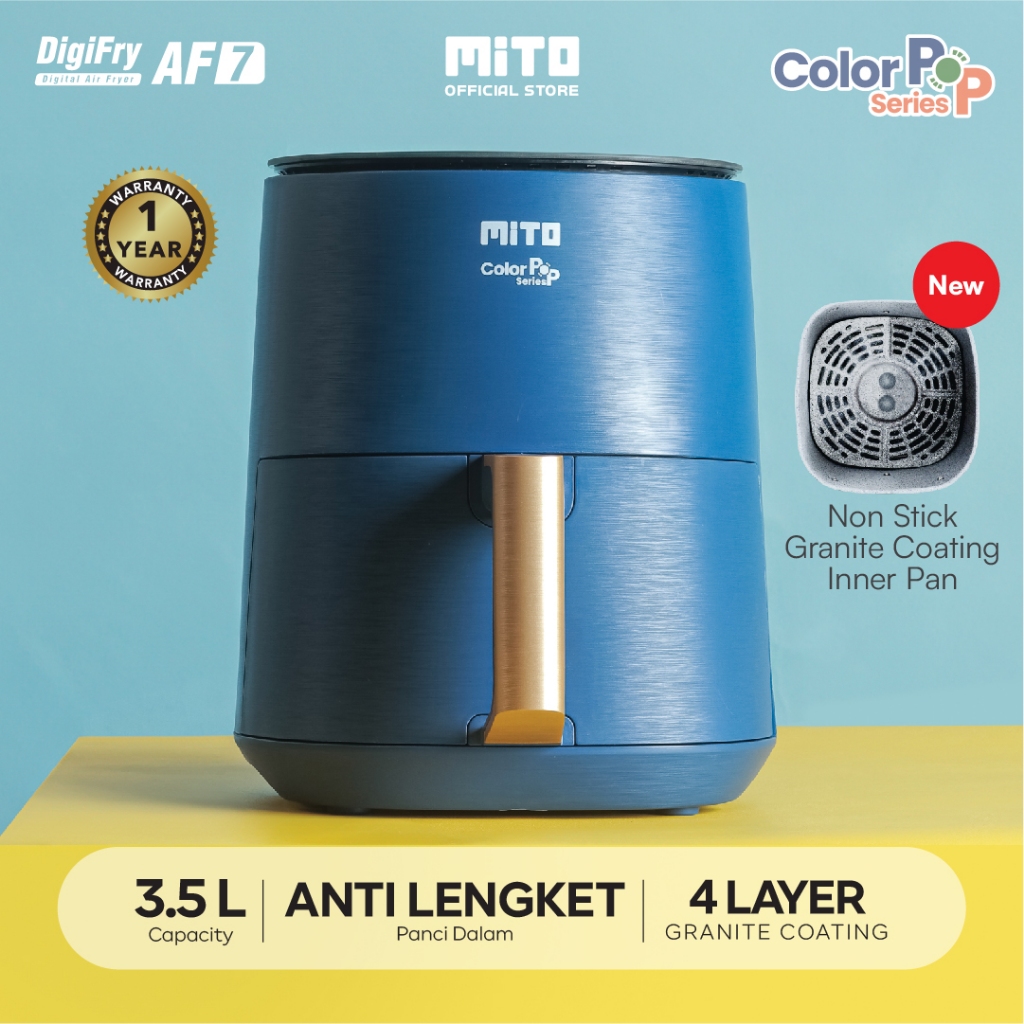 MITO Air Fryer Digifry COLOR POP AF7 Digital , 3.5L, 8 Pilihan Menu Makanan, Touch Screen LED