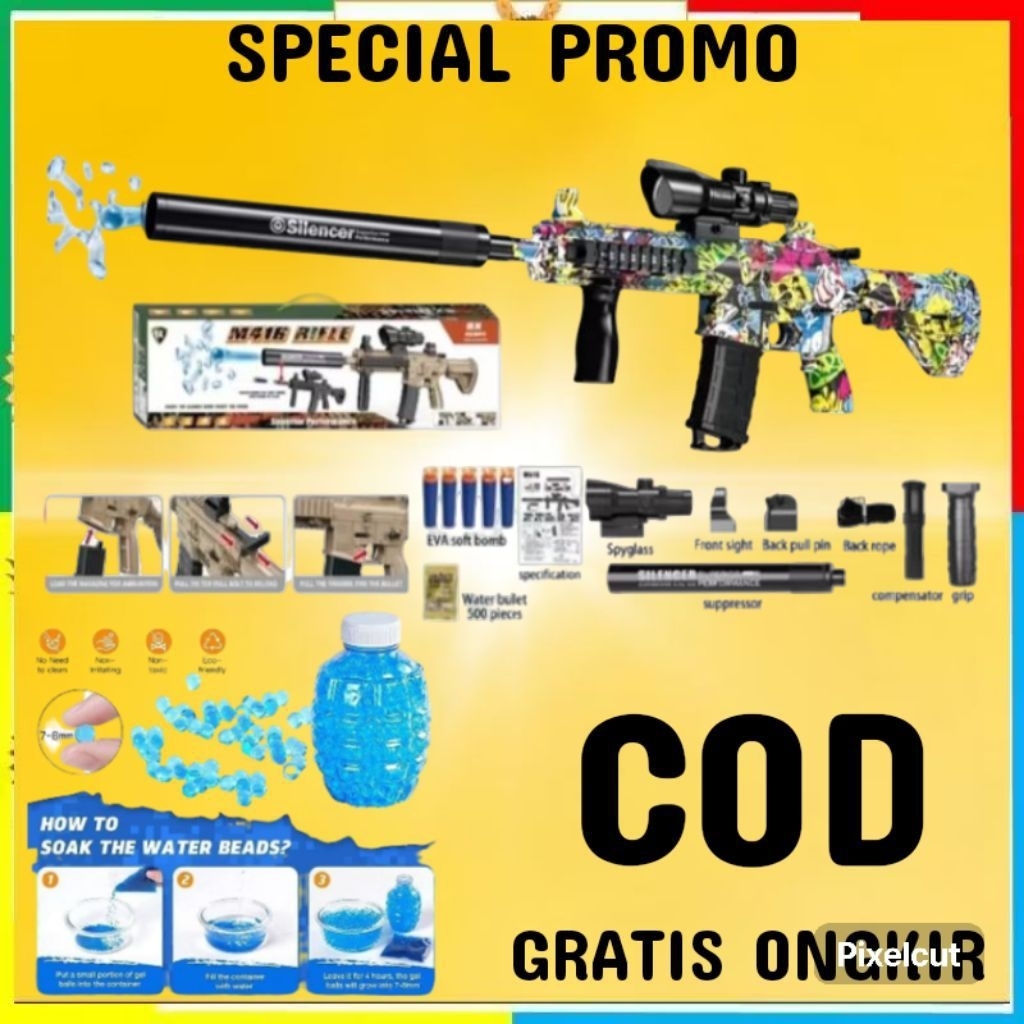 mainan anak luar ruangan water gell elektrik ABS SNI / mainan pistol pistolan tembak tembakan