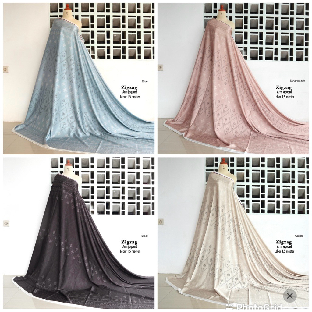 kain armany jaquard motif zig zag adem mengkilap mewah bahan gamis baju muslim lebaran sarimbit baju