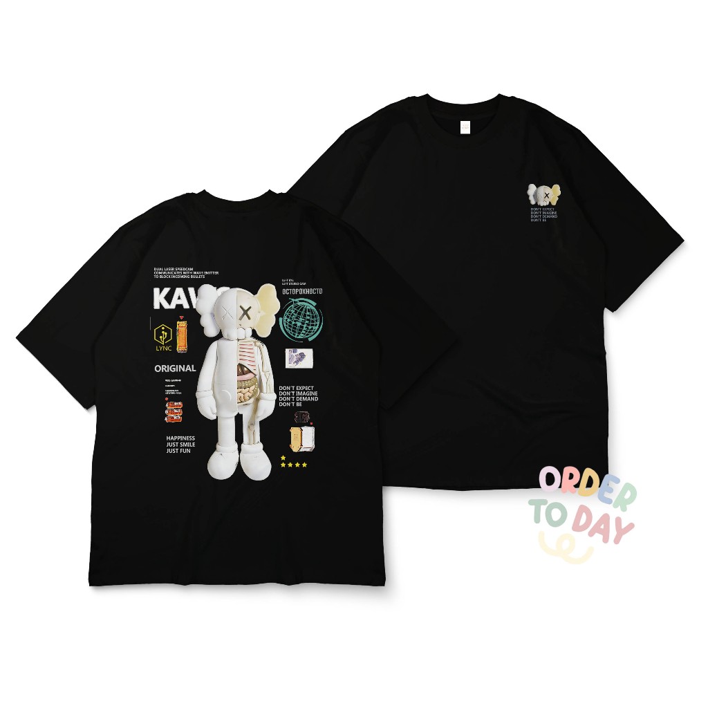 Order To Day T-shirt Oversize Kaws Don't Expect Kaos Pria Wanita Hitam Putih Navy Pink Abuabu