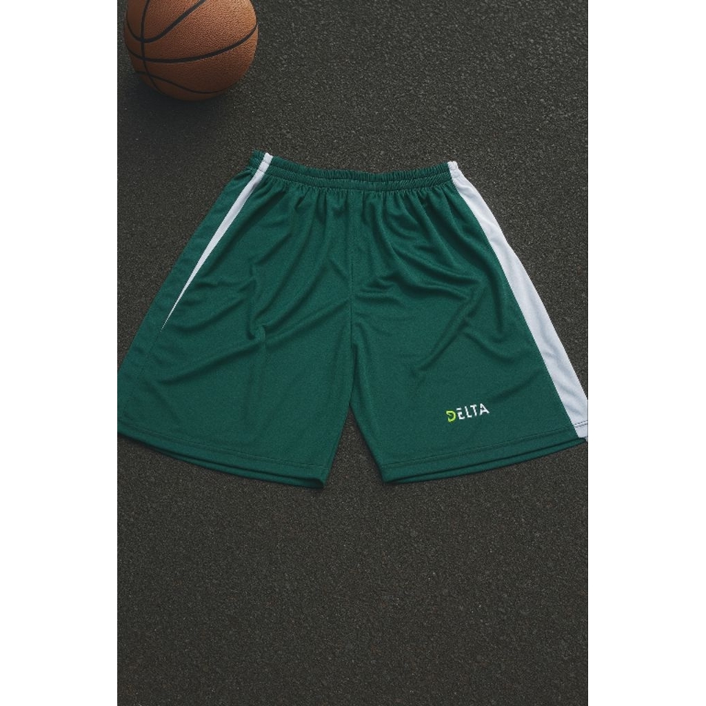 Celana bola celana sport celana pendek celana olahraga pria wanita dryfit hijau strip putih