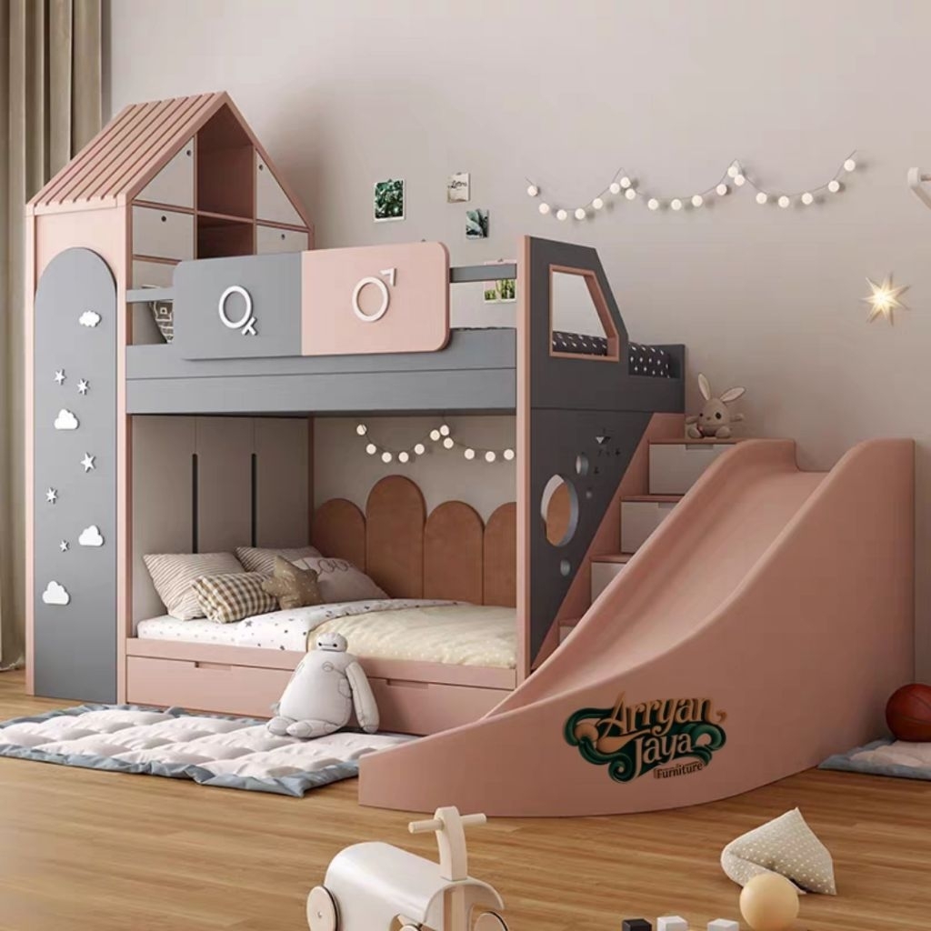 TEMPAT TIDUR TINGKAT ANAK PROSOTAN LEMARI